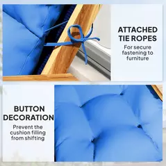 Outsunny 115 x 56cm Rocking Chair Padded Seat Cushion - Blue - 6