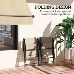 Outsunny Set of Two Folding Outdoor Chairs - Brown/Black - 5