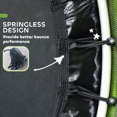 HOMCOM Kids Trampoline, with Enclosure Net, Steel Frame, for Ages 3-6 Years - Green - 7