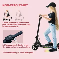 SPORTNOW Folding Electric Scooter for Kids, with Dual Brakes, Front Suspension, LED Colourful Lights, Black - 4