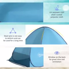 Outsunny 2-3 Person Pop up Beach Tent Hiking UV 30+ Protection Patio Sun Shelter (Blue) - 6