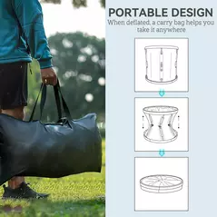 SPORTNOW 210L Outdoor Ice Bath Tub, with Lid, Cover, Carry Bag, Black - 8