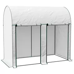 Outsunny 200 x 100cm Walk-In Greenhouse, with Zipped Doors - White - 1