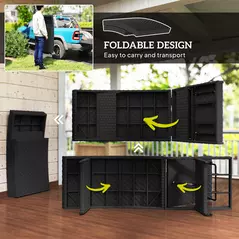 Outsunny Outdoor PE Rattan Sun Lounger, Folding Wicker Garden Lounger Recliner with 4-Level Adjustable Backrest, Rolling Sunbed Lounge Chair with Wheels, Non-Slip Legs for Balcony, Beach, Black - 6