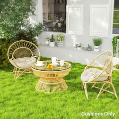 Outsunny Set of Two Φ60cm Outdoor Cushions - Beige - 2