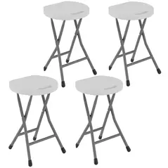 Outsunny Set of Four Folding Carry Stools - White - 1