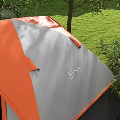 Outsunny Two Man Single Room Dome Tent, with Accessories - Orange/Grey - 9