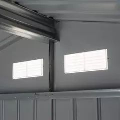 Outsunny 9 x 6FT Outdoor Garden Roofed Metal Storage Shed Tool Box with Foundation Ventilation & Doors Light, Grey - 8