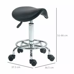HOMCOM Salon Saddle Stool, Rolling Saddle Chair for Massage, Spa, Clinic, Beauty, Hairdressing and Tattoo, Black - 3
