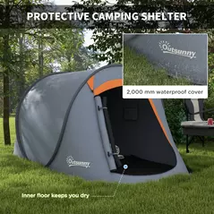 Outsunny Two-Man Pop-Up Dome Tent, with Accessories - Grey - 5