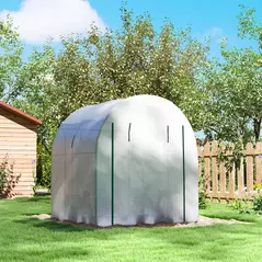 Outsunny 180 x 180cm Walk-In Polytunnel Greenhouse - White - 9
