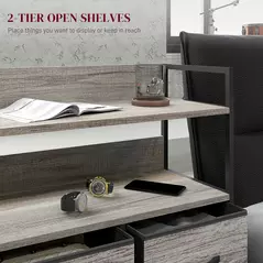 HOMCOM Rustic Chest of Five Fabric Drawers - Grey Wood Effect - 5