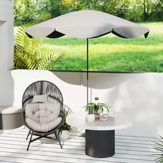 Outsunny Rattan Egg Chair, Oversized Freestanding Garden Egg Chair with Thick Tufted Cushion, Headrest, Steel Frame for Indoor and Outdoor Use, Charcoal Grey - 7