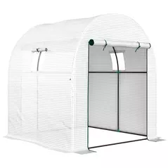 Outsunny 180 x 180cm Walk-In Polytunnel Greenhouse - White - 1