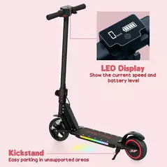 SPORTNOW Folding Electric Scooter for Kids, with Dual Brakes, Front Suspension, LED Colourful Lights, Black - 9
