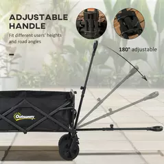 Outsunny Folding Steel Frame Garden Storage Cart, with Wheels and Handle - Black - 5