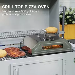 Outsunny 8 in Portable Stainless Steel BBQ Grill Top Pizza Oven with Built-in Thermometer and Viewing Window for Gas and Charcoal BBQ Grills, Includes Carry Handles, Pizza Stone and Peel, Silver Tone - 4