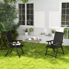 Outsunny Set of Two Folding Outdoor Chairs - Black - 9