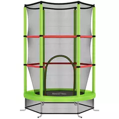 HOMCOM Kids Trampoline, with Enclosure Net, Steel Frame, for Ages 3-6 Years - Green - 1