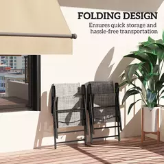 Outsunny Set of Two Folding Outdoor Chairs - Black/Grey - 5