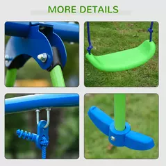 Outsunny Metal Garden Swing Set Height Adjustable Children Outdoor Backyard Play Set for Toddlers Over 3 Years Old, Green - 7
