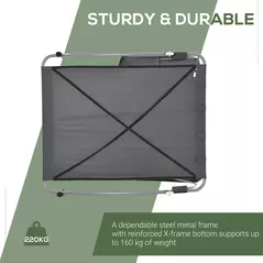 Outsunny Double Sun Lounger with Adjustable Detachable Canopy, Portable Garden Daybed for 2 with Wheels, Outdoor Sunbed Hammock with 2 Pillows, 220 KG Max. Load, Grey - 6