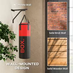 SPORTNOW Unfilled Punching Bag Set with Boxing Bag Bracket, Boxing Gloves, Hand Wraps and 360° Swivel Hook - 6