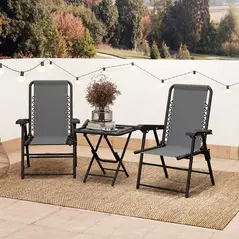 Outsunny Three-Piece Garden Table and Chair Set - Dark Grey - 9