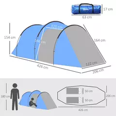 Outsunny 2 Room Tent with Vestibule, Weather-Resistant Camping Tent with Air Vents for Fishing Hiking, Sky Blue - 3