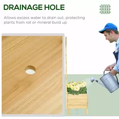 Outsunny Garden Planters with Trellis for Vine Climbing, Distressed Wooden Raised Beds, 90x43x150cm, Natural Tone - 5