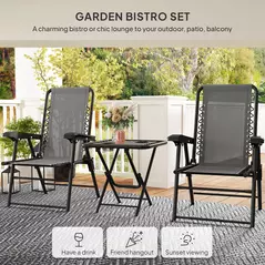 Outsunny Three-Piece Garden Table and Chair Set - Dark Grey - 4