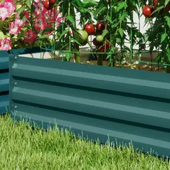 Outsunny Set of Two 100 x 60cm Steel Planter Boxes -Green - 8