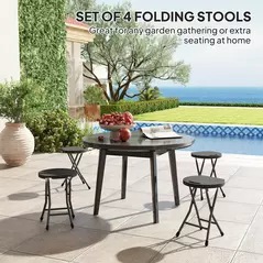 Outsunny Set of Four Folding Carry Stools - Charcoal Grey - 4