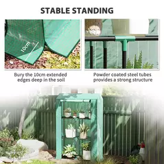 Outsunny 40 x 100cm Three Shelf Steel Frame Greenhouse - Green - 7