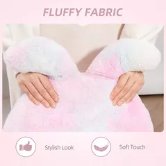 HOMCOM Fuzzy Office Chair with Bunny Ears, Faux Fur Swivel Desk Chair, Armless Makeup Vanity Chair with Adjustable Height for Bedroom, Study Room, Colourful - 5