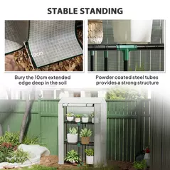 Outsunny 40 x 100cm Three Shelf Steel Frame Greenhouse - White - 7