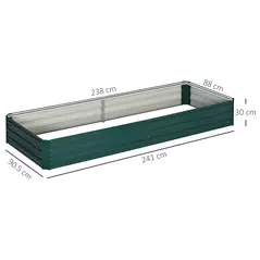 Outsunny Metal Raised Garden Bed Planter Box Outdoor Planters for Growing Flowers, Herbs, Green, 241x90.5x30cm - 3