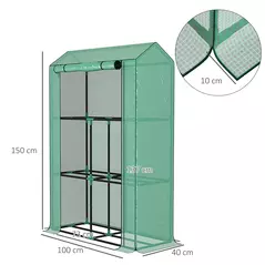 Outsunny 40 x 100cm Three Shelf Steel Frame Greenhouse - Green - 3
