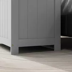 HOMCOM Storage Chest, Modern Storage Trunk with 2 Safety Hinges and Cut-out Handles, Wooden Toy Box for Living Room, Entryway, 76 x 40 x 48 cm, Grey - 9