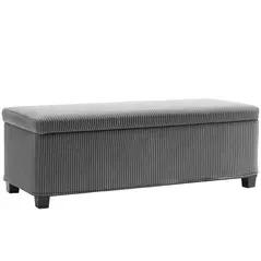 HOMCOM 84L Corduroy Storage Ottoman - Grey - 1
