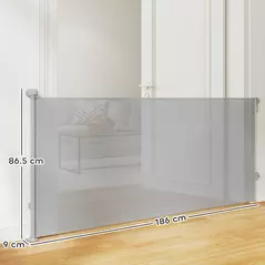 PawHut Retractable Stair Gate Extends Up to 180 cm Wide, Dog Gate for Doorways, Stairways, Hallways, Grey - 3