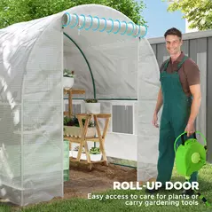 Outsunny 245 x 200cm Polytunnel Greenhouse - White - 5