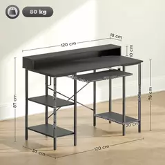 HOMCOM Computer Desk with LED Lights and Power Outlets, 120 x 55 cm Gaming Desk with Monitor Stand, Sliding Keyboard Tray and Storage Shelves for Home Office, Black - 3