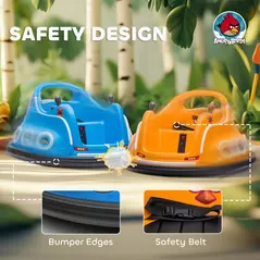 AIYAPLAY Angry Bird Licensed Waltzer Car, 12V Kids Bumper Car w/ Joysticks, Remote, Music LED Lights, Orange - 6