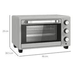 HOMCOM 21L Mini Countertop Oven, 100°C-230°C Adjustable Temp - Silver Tone - 3