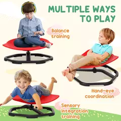 AIYAPLAY Sensory Spinning Chair for Kids, for Coordination, Balance, Red - 6