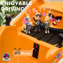 AIYAPLAY Angry Bird Licensed Waltzer Car, 12V Kids Bumper Car w/ Joysticks, Remote, Music LED Lights, Orange - 7