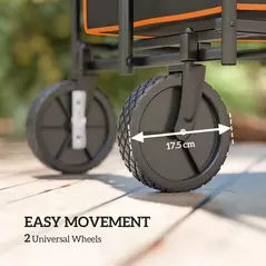 Outsunny 160L Festival Trolley on Wheels, Folding Camping Trolley Cart w/ Tailgate, 100kg Heavy Duty Garden Collapsible Folding Wagon w/Adjustable Handle, Carry Bag for Beach Picnic, Black and Orange - 7