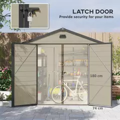 Outsunny 7.9ft x 6.2ft Recycled Garden Shed with Aluminium Frame and Plastic,  Wall Shed with Foundation, Waterproof and Rustproof - Cream White - 5