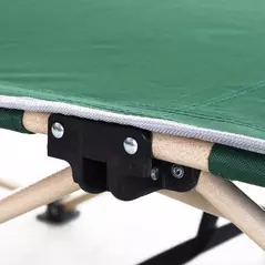 Outsunny Single Person Camping Bed Folding Cot Outdoor Patio Portable Military Sleeping Bed Travel Guest Leisure Fishing with Side Pocket and Carry Bag - Green - 7